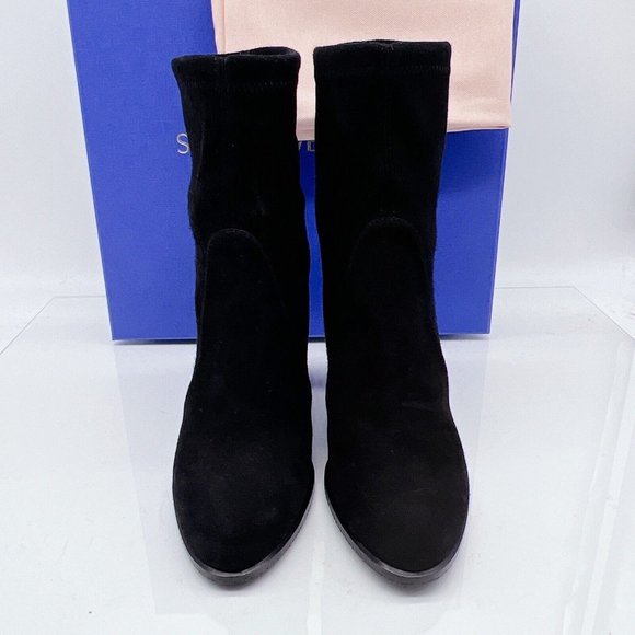 Stuart Weitzman Womens Highland Bootie Heeled Black Stretch Suede EU 35.5/ US 5 - Picture 3 of 11